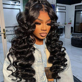 Ronashow Pre Cut Loose Wave 5x5 Gluless Lace Closure Wig Human hair Natural Color